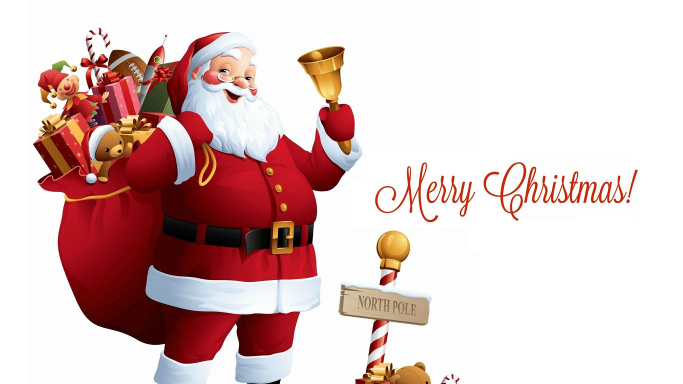 Fondo de pantalla HO HO HO Merry Christmas Santa Claus 1366x768