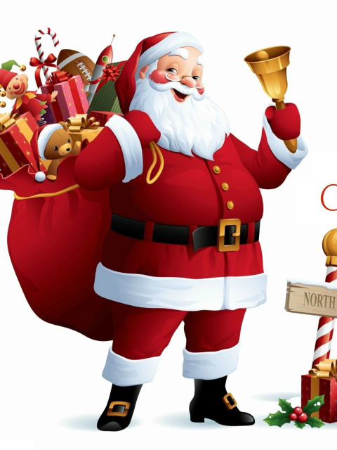 Fondo de pantalla HO HO HO Merry Christmas Santa Claus 480x640