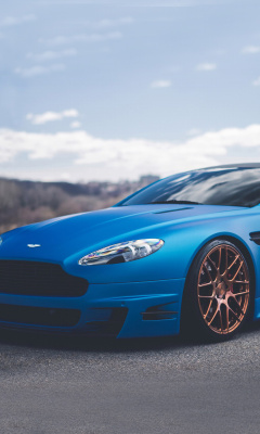 Обои Blue Aston Martin V8 Vantage S 240x400