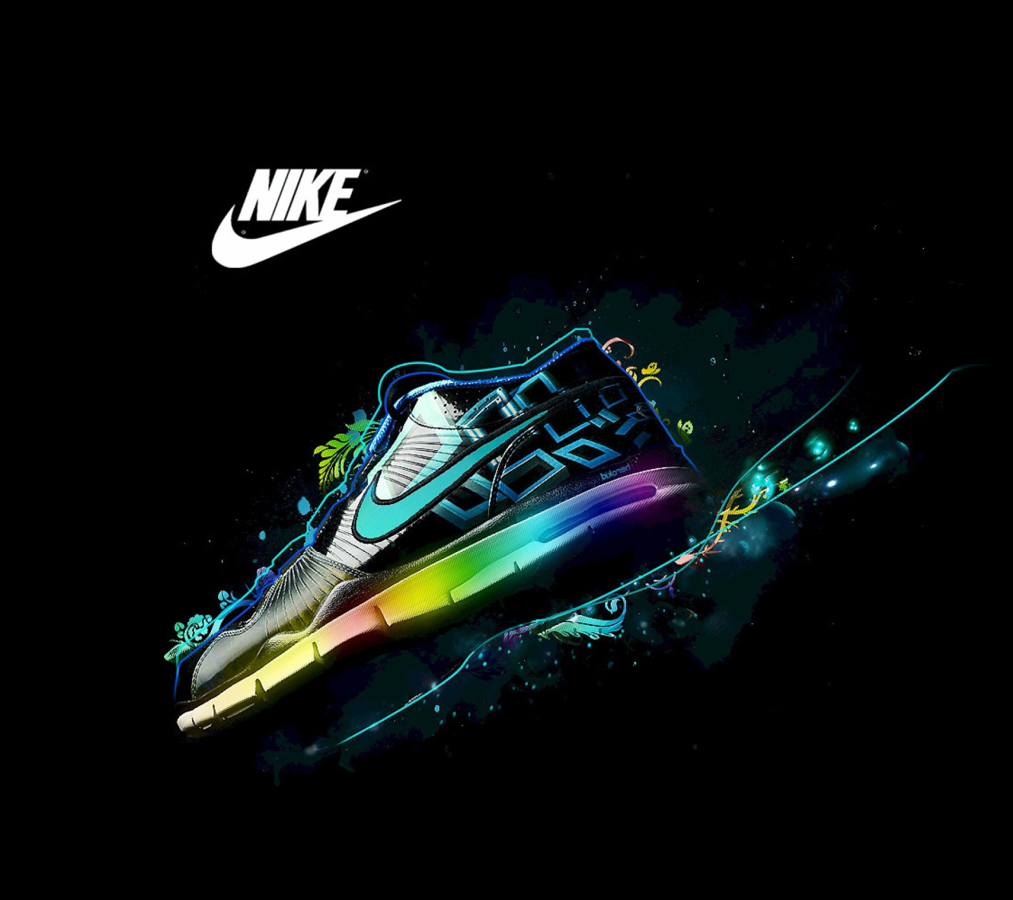 Das Nike Logo and Nike Air Shoes Wallpaper 1440x1280