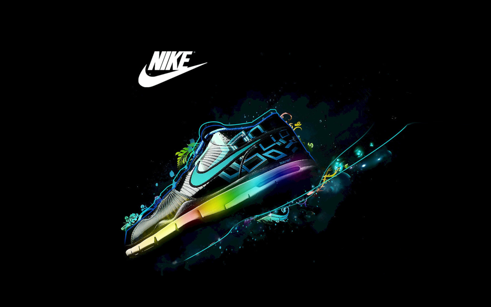 Das Nike Logo and Nike Air Shoes Wallpaper 1680x1050