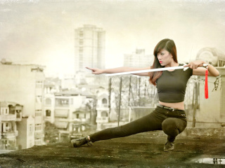 Japanese girl warrior wallpaper 320x240