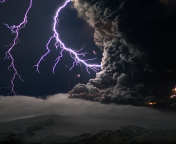 Lightning Behind Dark Clouds wallpaper 176x144