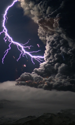 Lightning Behind Dark Clouds wallpaper 240x400