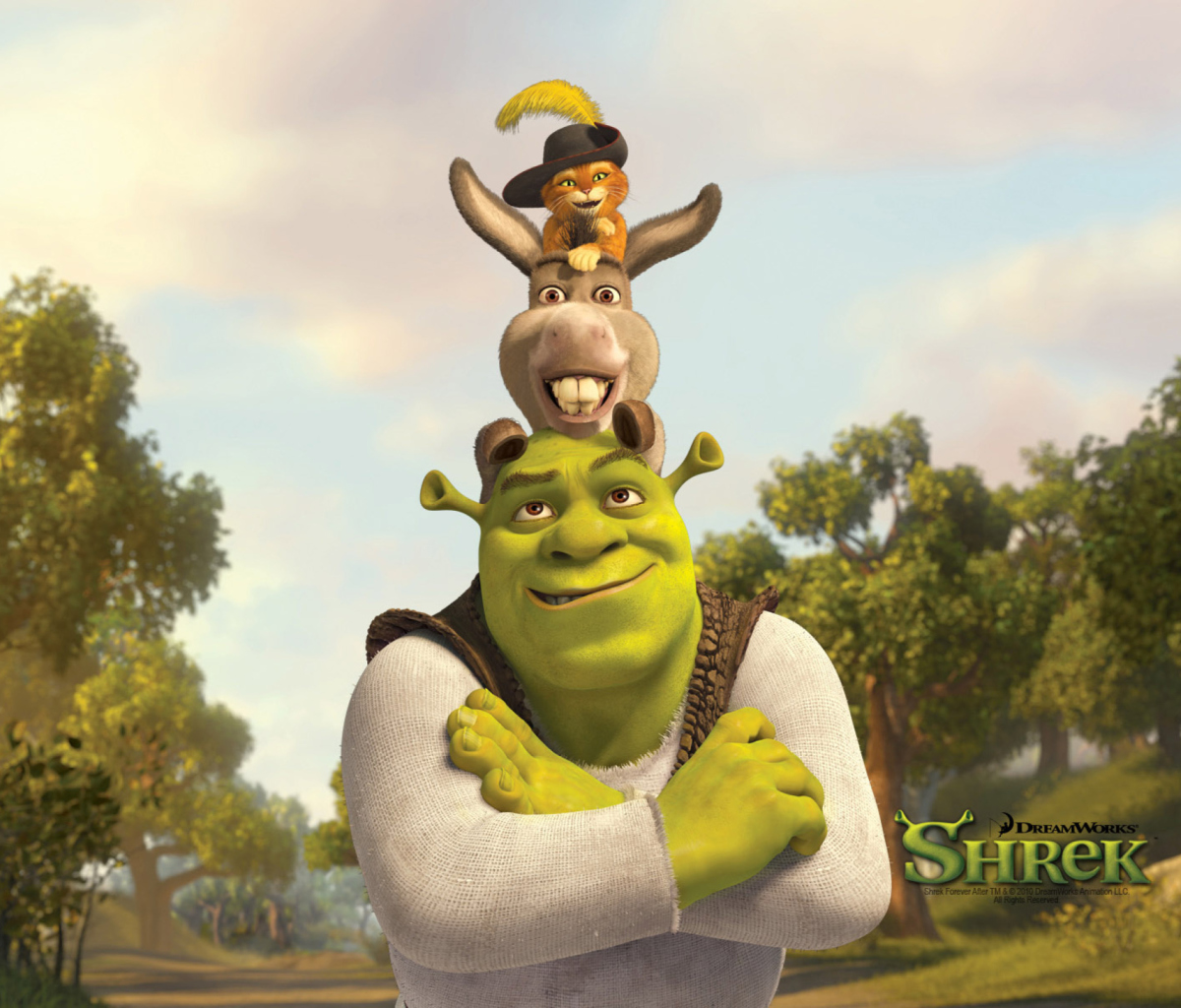 Обои Shrek Donkey Puss In Boots 1200x1024