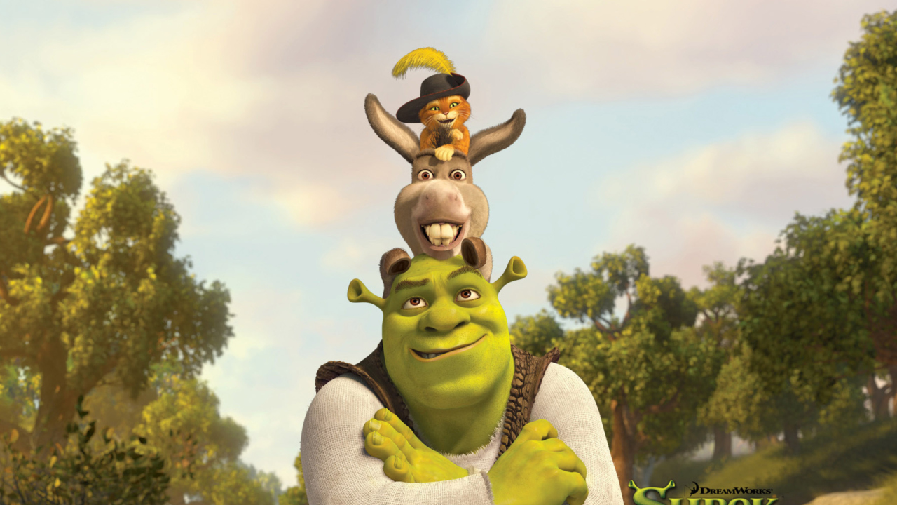 Fondo de pantalla Shrek Donkey Puss In Boots 1280x720