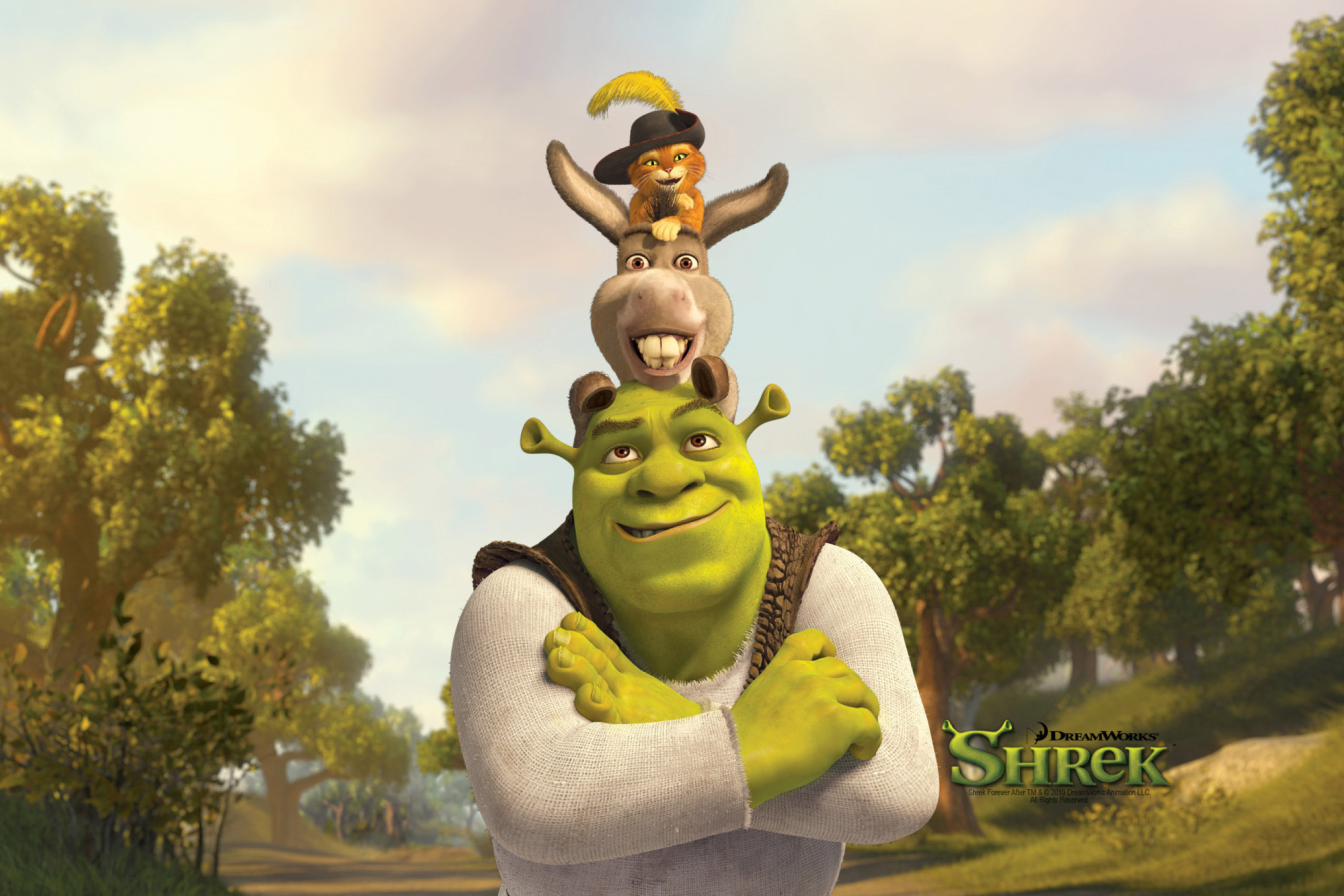 Обои Shrek Donkey Puss In Boots 2880x1920