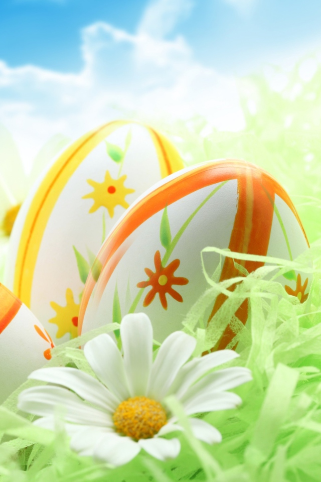Sfondi Easter Eggs And Daisies 640x960