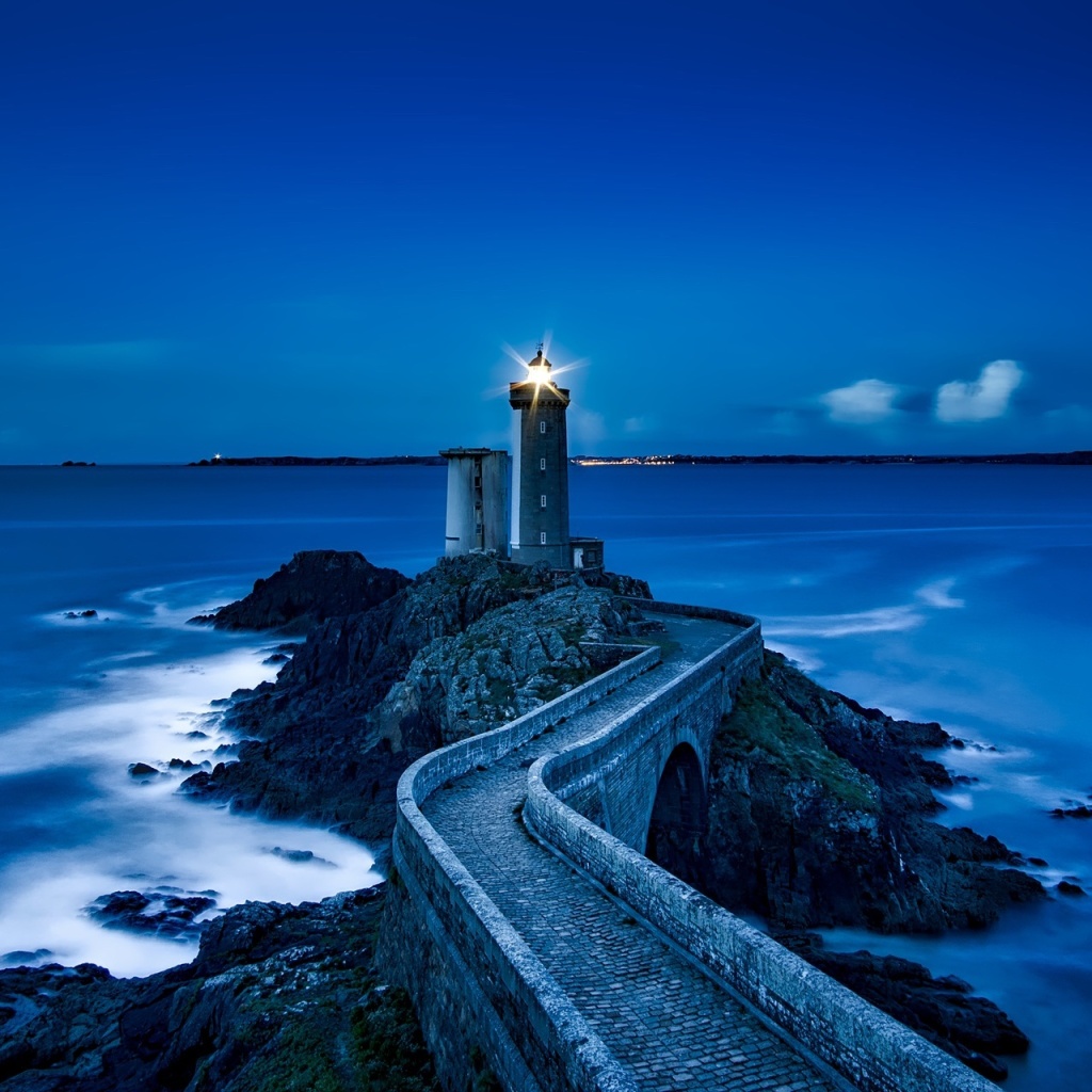 France Lighthouse in Ocean wallpaper 1024x1024