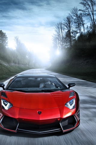 Screenshot №1 pro téma Red Lamborghini Aventador 320x480
