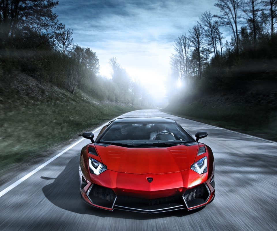 Das Red Lamborghini Aventador Wallpaper 960x800