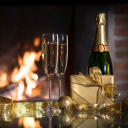 Sfondi Champagne and Fireplace 128x128