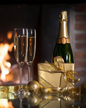 Обои Champagne and Fireplace 176x220