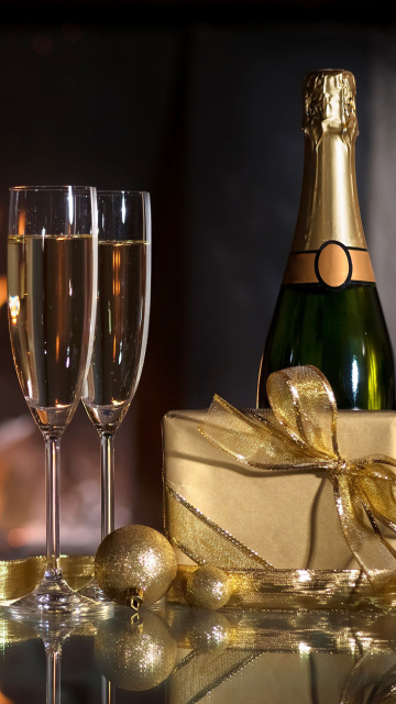 Champagne and Fireplace wallpaper 360x640