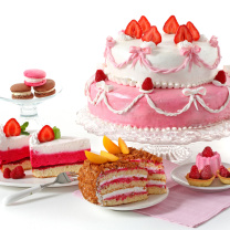 Strawberry biscuit cake wallpaper 208x208
