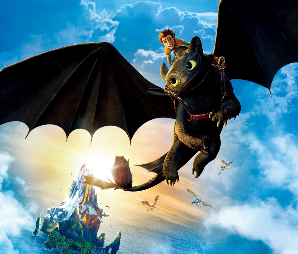 Screenshot №1 pro téma Hiccup Riding Toothless 1200x1024