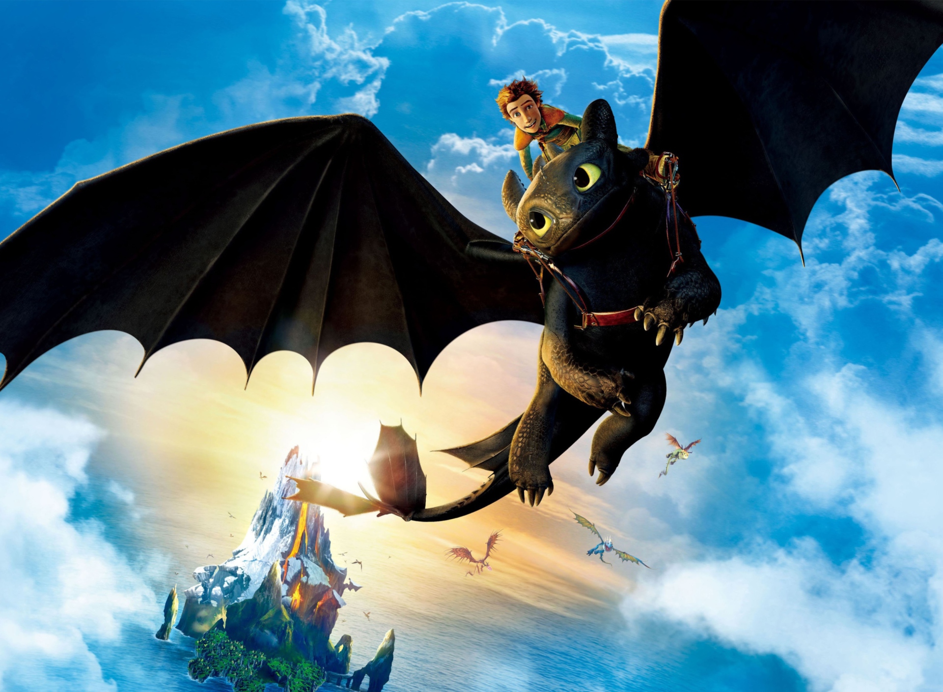 Обои Hiccup Riding Toothless 1920x1408
