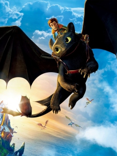 Das Hiccup Riding Toothless Wallpaper 240x320