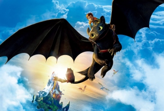 Hiccup Riding Toothless - Obrázkek zdarma 