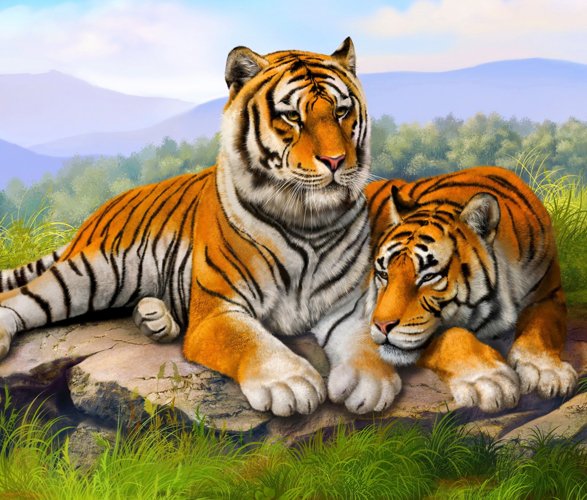Fondo de pantalla Tiger Family 1200x1024