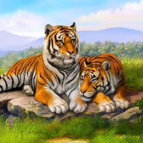 Sfondi Tiger Family 208x208