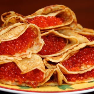 Russian Pancakes With Caviar - Obrázkek zdarma pro iPad