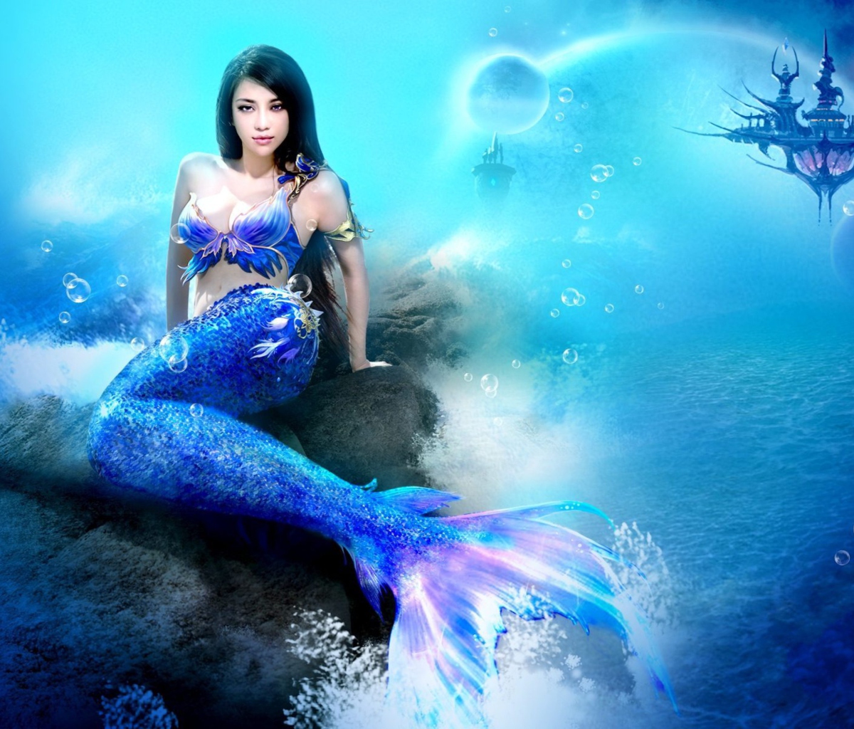 Screenshot №1 pro téma Misterious Blue Mermaid 1200x1024