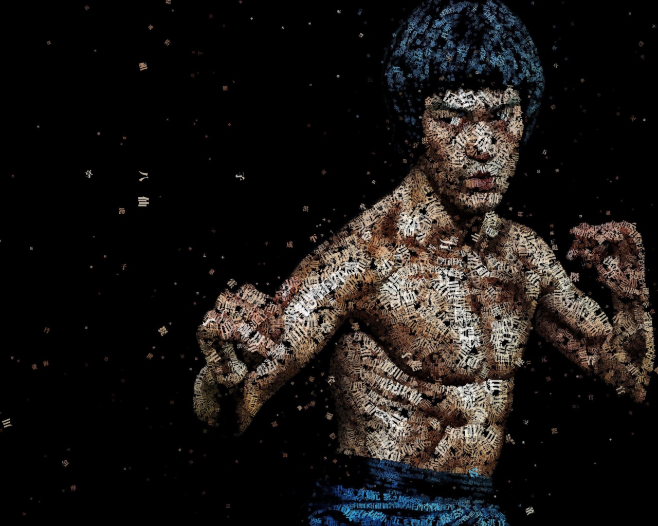 Das Bruce Lee Artistic Portrait Wallpaper 1280x1024