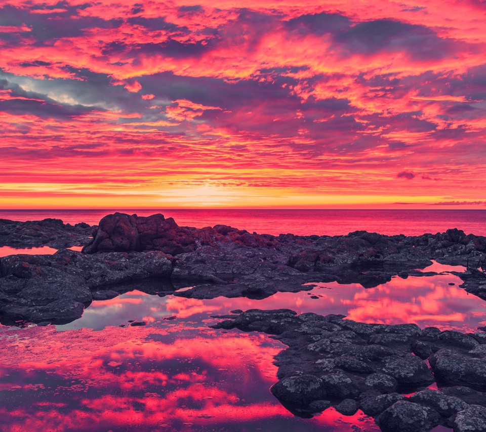 Breath Taking Sunset Coastline wallpaper 960x854