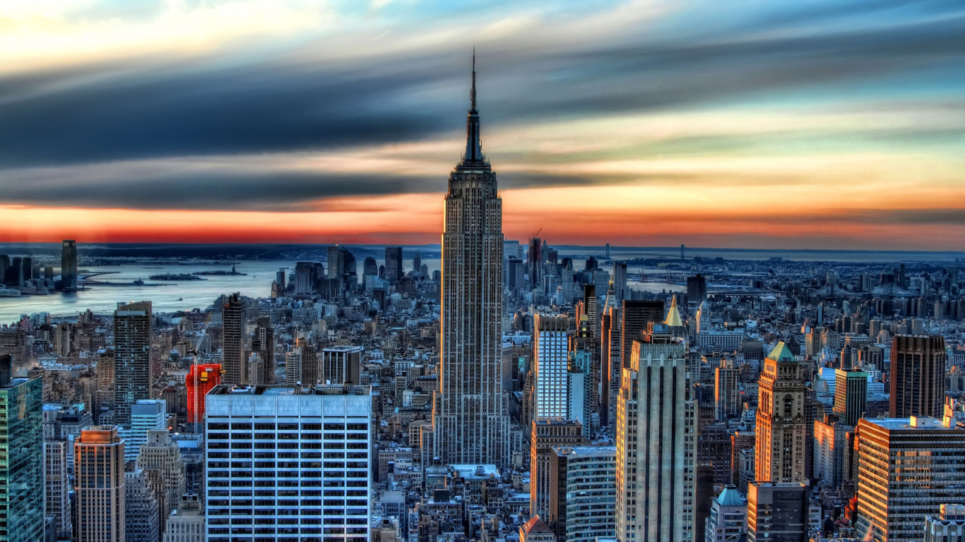 Sunset In New York City screenshot #1 1366x768