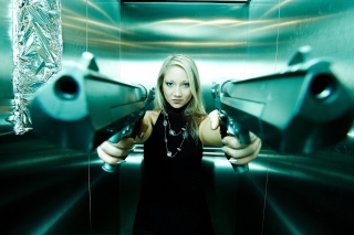 Girl with guns as gangster Wallpaper for Android, iPhone and iPad