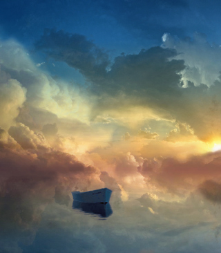Boat In Sky Ocean Painting - Obrázkek zdarma pro 480x640