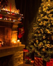 Fondo de pantalla Christmas Tree Fireplace 176x220