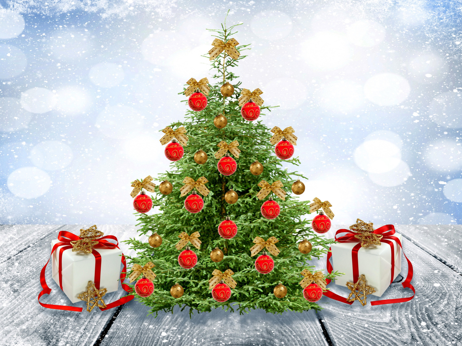Screenshot №1 pro téma New Year Tree with Snow 1600x1200