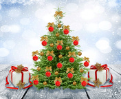 Das New Year Tree with Snow Wallpaper 176x144