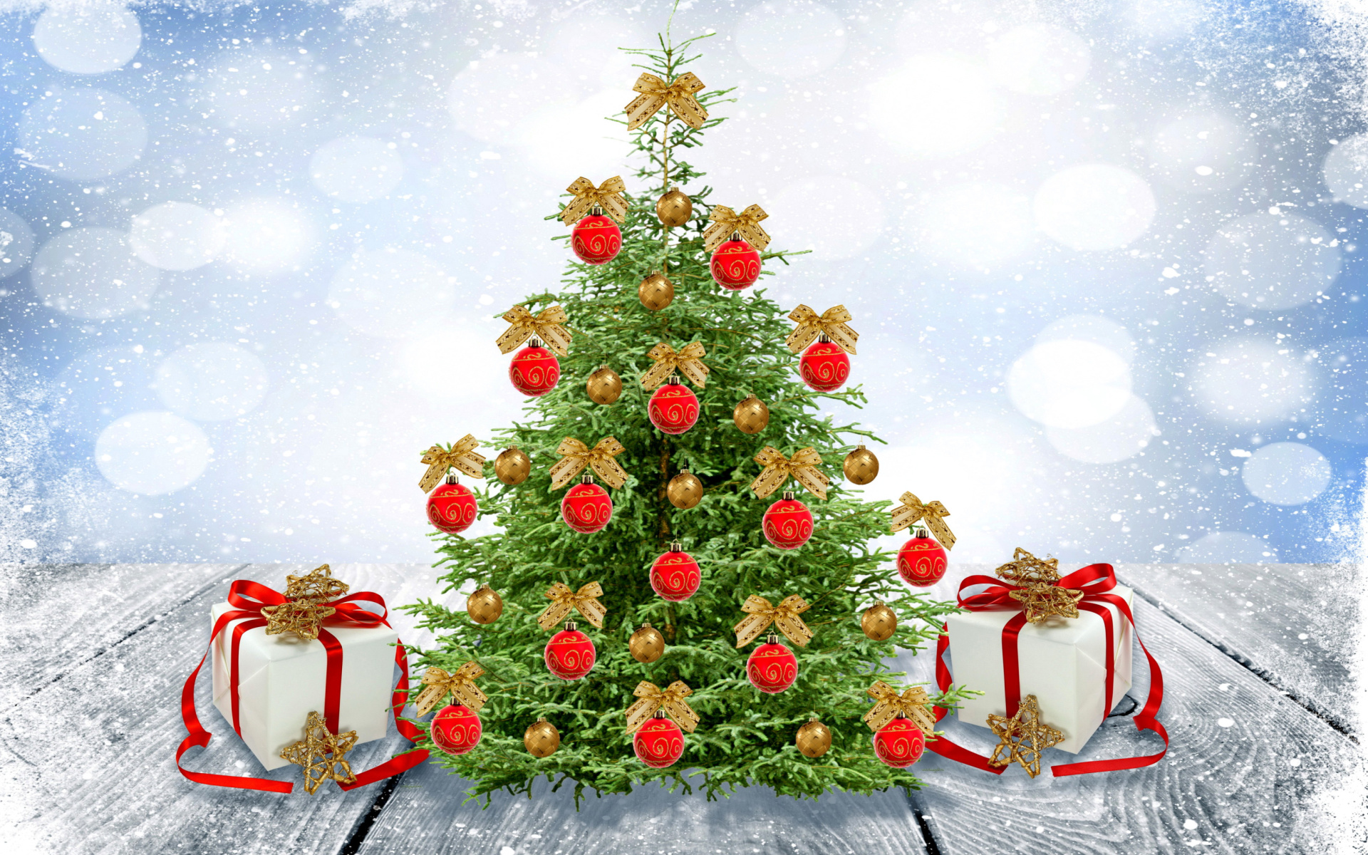 Screenshot №1 pro téma New Year Tree with Snow 1920x1200