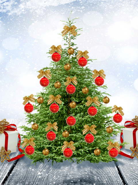 Screenshot №1 pro téma New Year Tree with Snow 480x640