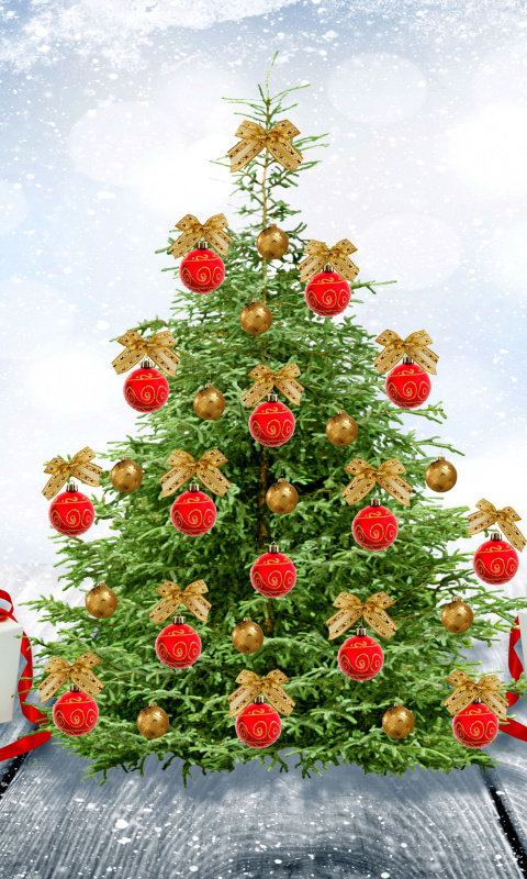 Screenshot №1 pro téma New Year Tree with Snow 480x800