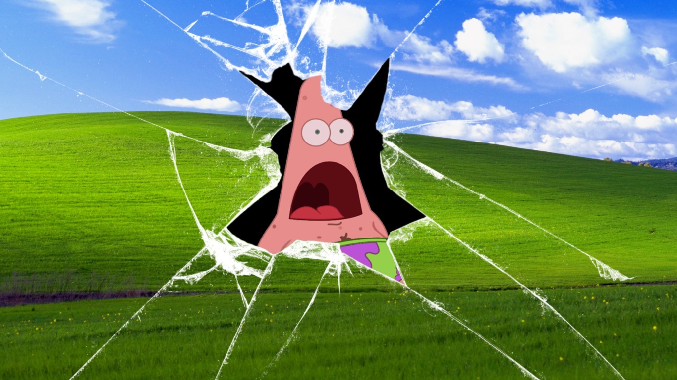 Patrick Breaking Windows wallpaper 1366x768