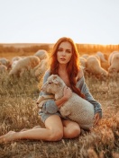 Girl with Sheep wallpaper 132x176