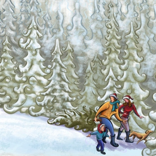 Kostenloses New Year Hike For The Tree Wallpaper für iPad mini