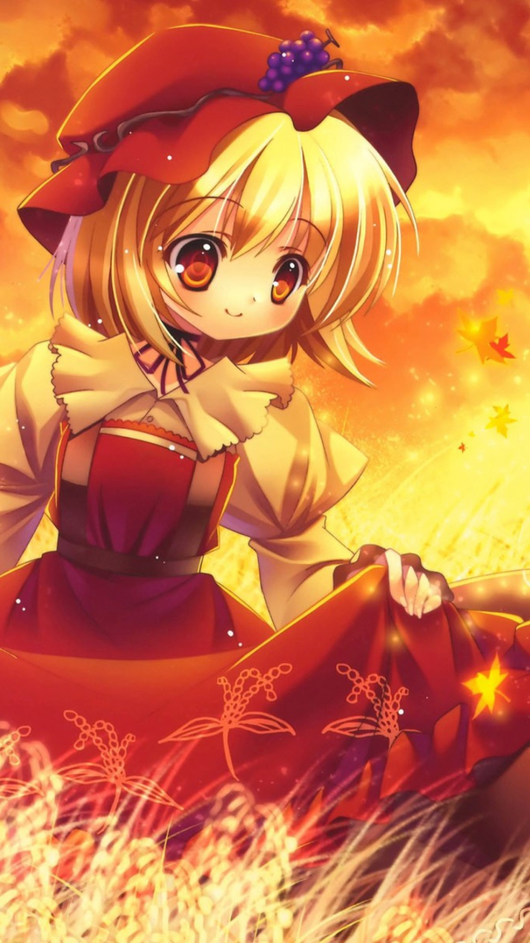 Fondo de pantalla Autumn Anime Girl 750x1334