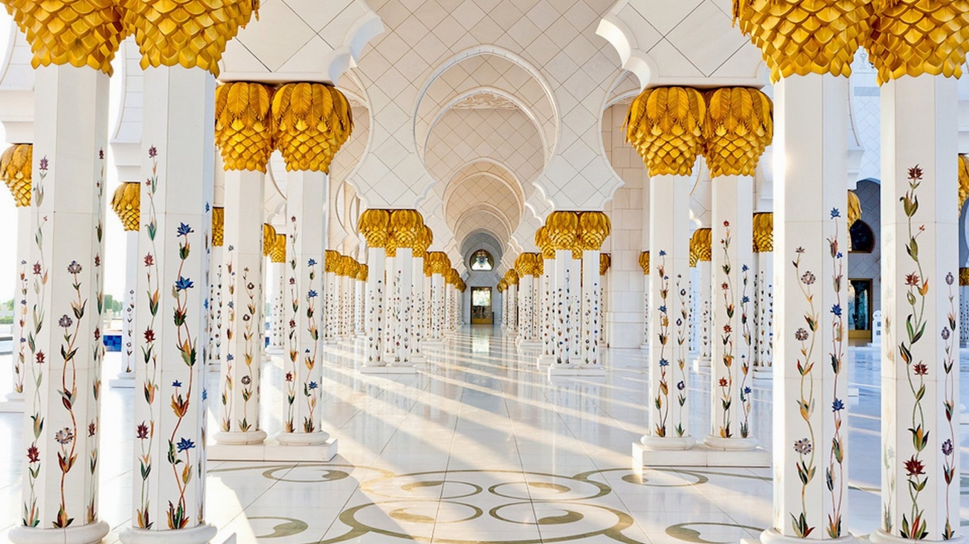 Fondo de pantalla Sheikh Zayed Grand Mosque Abu Dhabi 1366x768