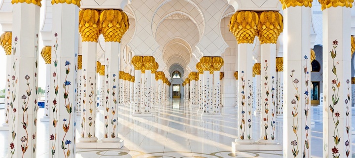 Das Sheikh Zayed Grand Mosque Abu Dhabi Wallpaper 720x320