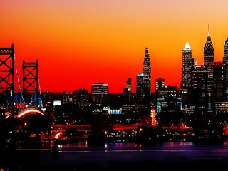 Philadelphia City Night Skyline wallpaper 320x240
