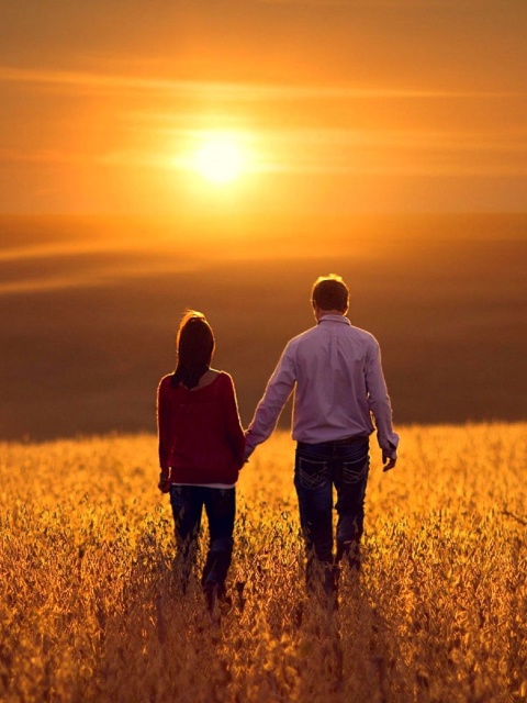 Das Couple at sunset Wallpaper 480x640