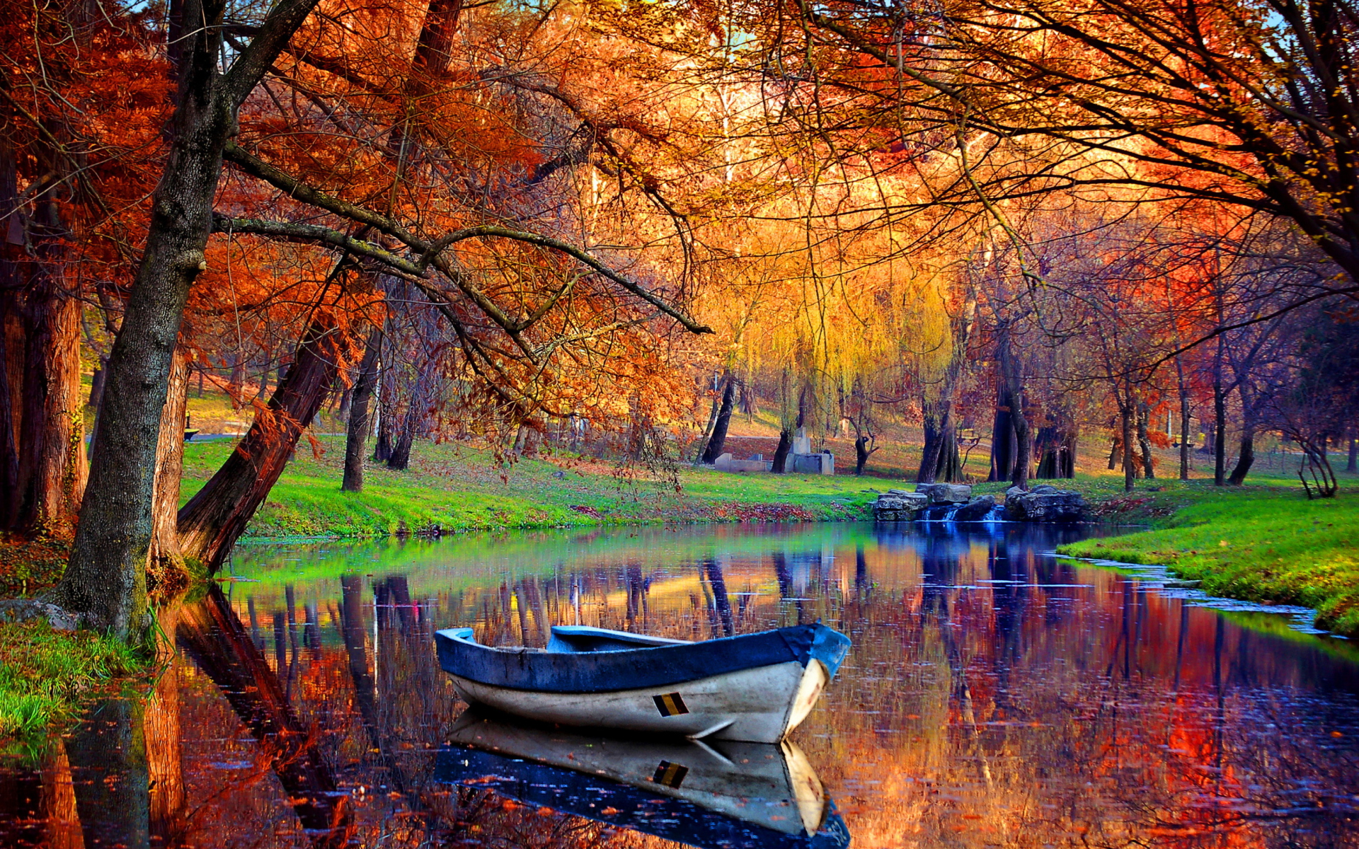 September Autumn River Wallpaper For 1920x1200