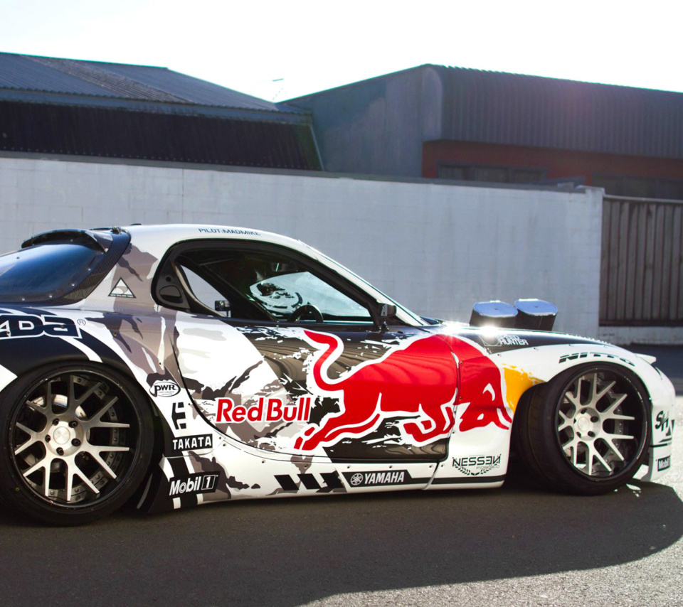 Обои Mad Mike RedBull RX7 Drifting 960x854