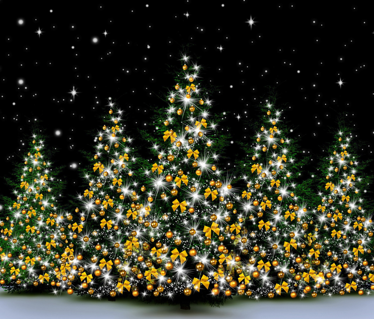 Screenshot №1 pro téma Christmas Trees in Light 1200x1024