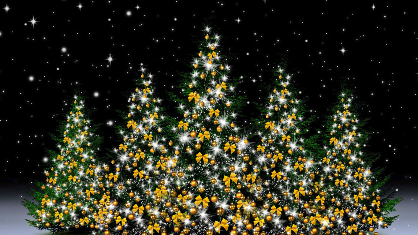 Sfondi Christmas Trees in Light 1366x768